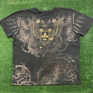 Fleur Rose Wings Vintage Gothic Goth Punk T-Shirt